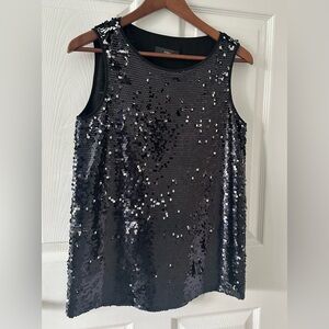 Roman Black Sequin Top – Fully Lined – Size M (Approx.) – Sparkly Party Glam
